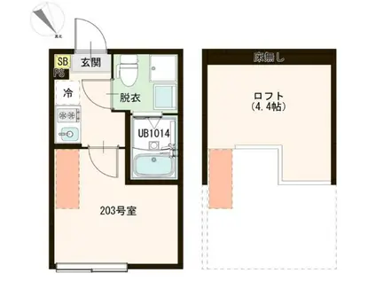 ハーモニーテラス東伊興III(1K/1階)の間取り写真