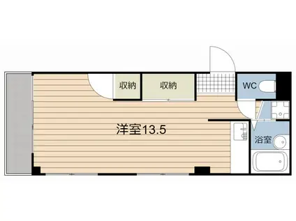 鹿児島市電唐湊線 天文館通駅 徒歩7分 4階建 築52年(ワンルーム/2階)の間取り写真