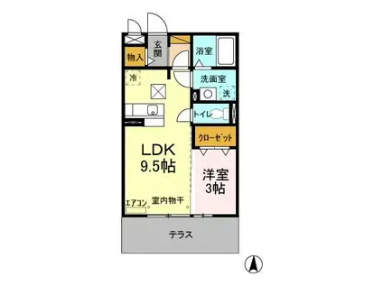 グランドゥールII(1LDK/1階)の間取り写真