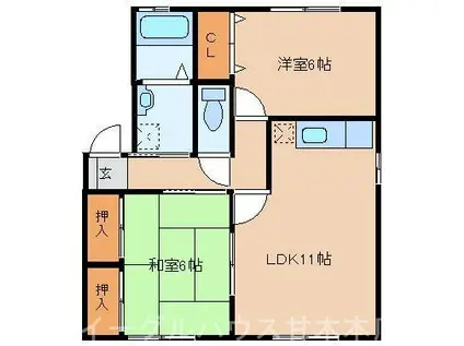 メゾンパークスII(2LDK/1階)の間取り写真