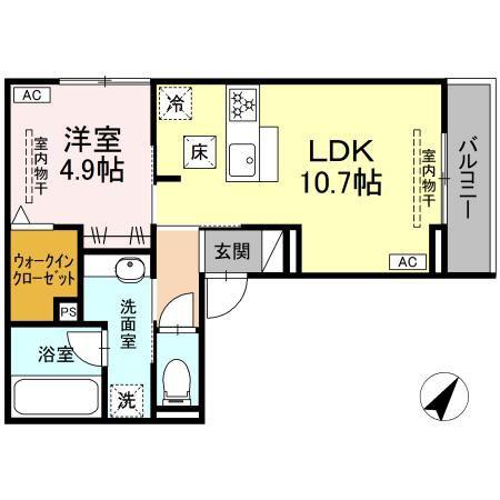D CREST八幡2丁目(1LDK/1階)の間取り写真