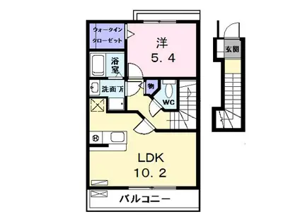 ジェルメKIII(1LDK/2階)の間取り写真