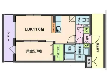 セラヴィー参番館(1LDK/2階)の間取り写真