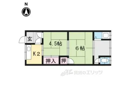 第1 八ノ坪荘(2K/1階)の間取り写真