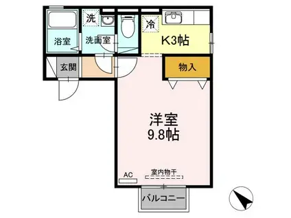 セジュールさくら(1K/2階)の間取り写真