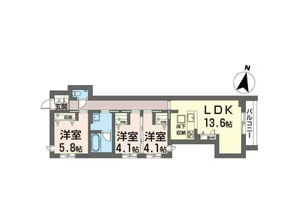 ガーデンクォーツ(3LDK/1階)の間取り写真
