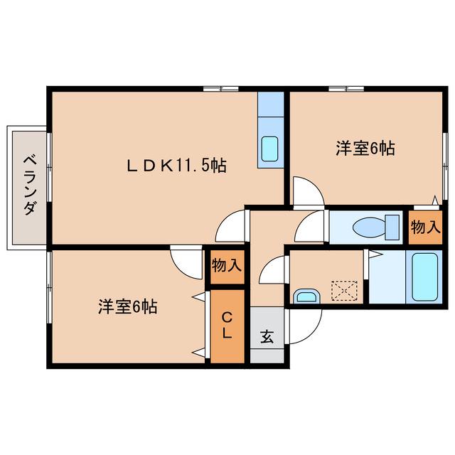 ウエストコート(2LDK/1階)の間取り写真