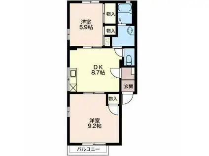 ヴェルディ有楽A(2DK/2階)の間取り写真