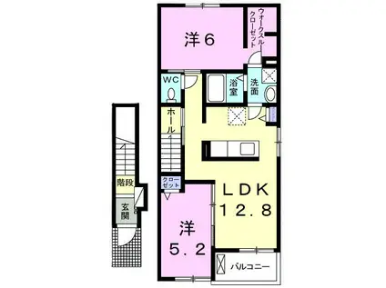 ファミーユ 川南(2LDK/2階)の間取り写真