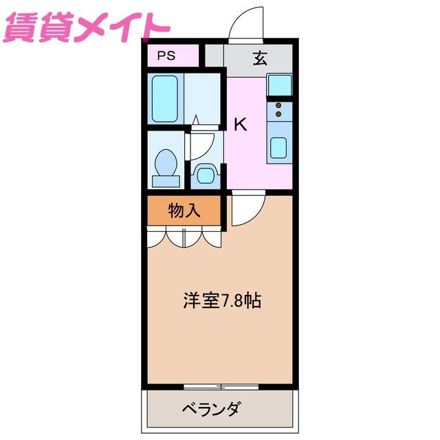 ベルグラース波木(1K/1階)の間取り写真