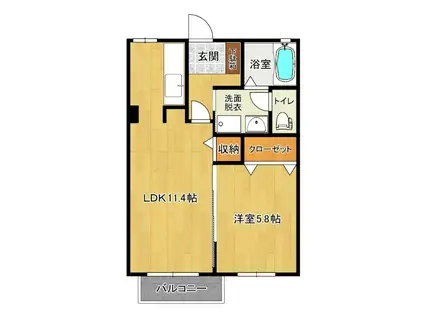 ヴィラ・ベーネ(1LDK/1階)の間取り写真