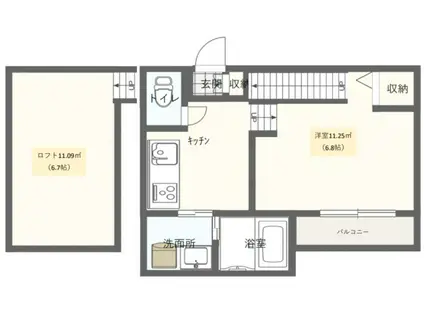 フォルシア渡鹿(1K/2階)の間取り写真