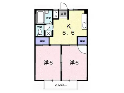シティハイツハピネス(2K/2階)の間取り写真