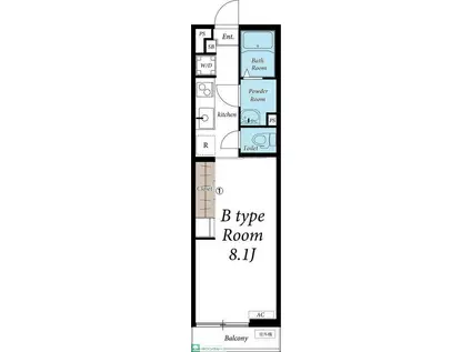 リブリ・サンモール柏(1K/1階)の間取り写真
