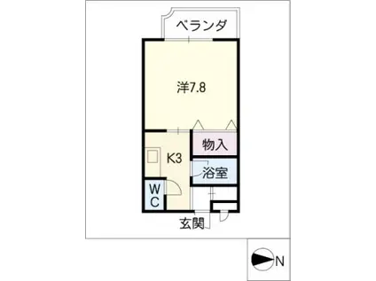 ドミールイースト(1K/3階)の間取り写真