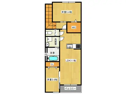 ピカケ市名坂(2LDK/3階)の間取り写真