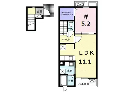ブルーオーシャン(1LDK/2階)の間取り写真