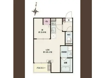 JACK MIYOSHI IV(1LDK/3階)の間取り写真