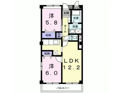 パークグレイス(2LDK/2階)の間取り写真