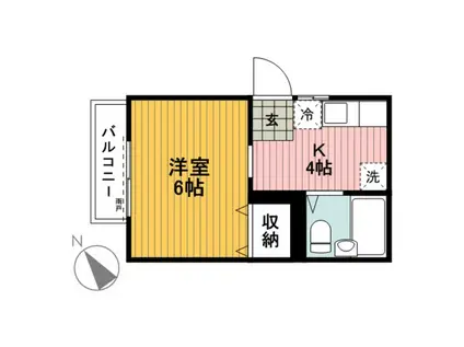 レビアス栗田谷(1K/2階)の間取り写真