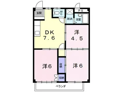 シティハイツ天の森(3DK/2階)の間取り写真