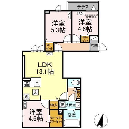セレスティア江戸川II(3LDK/1階)の間取り写真
