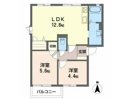 グランメール光(2LDK/2階)の間取り写真