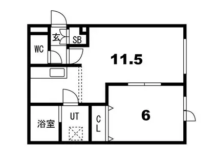 グランデール(1LDK/1階)の間取り写真