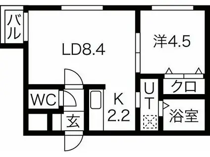 スリーナインYG(1LDK/2階)の間取り写真