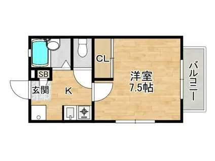 I ・ESPACE(1K/2階)の間取り写真