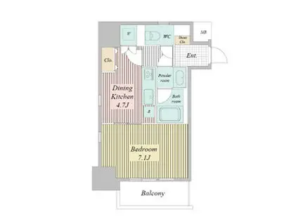 レジディア高岳(1DK/15階)の間取り写真