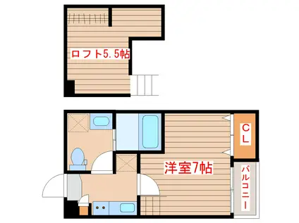 アーバン宮町(1K/2階)の間取り写真
