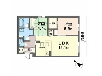 シャーメゾン 新屋敷 PREMIUM(2LDK/1階)の間取り写真