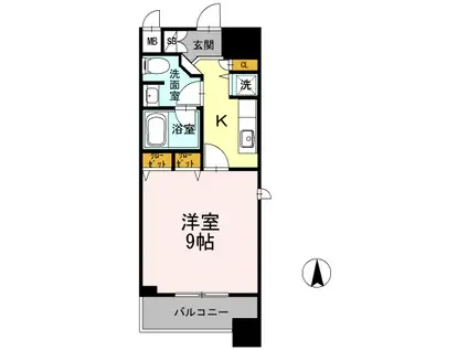 カスタリア堺筋本町(1K/2階)の間取り写真