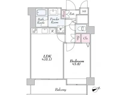DAIWA芝浦ビル(1LDK/12階)の間取り写真