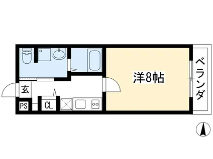 ロックリバー烏丸(1K/2階)の間取り写真