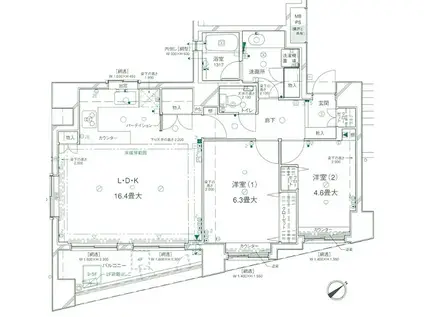 朝日サテライト上野(2LDK/3階)の間取り写真
