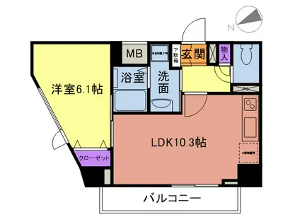 セレッソ ミツ(1LDK/5階)の間取り写真