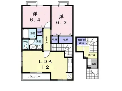 リヴァー・ウィルダーネスC(2LDK/2階)の間取り写真