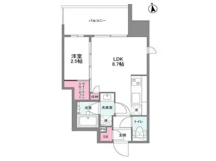 シーズンフラッツ福島(1LDK/13階)の間取り写真