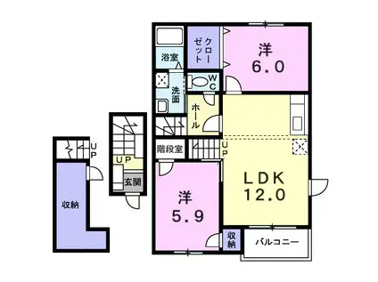 オリージャ III(2LDK/2階)の間取り写真