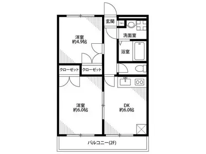 アムール星野(2DK/1階)の間取り写真