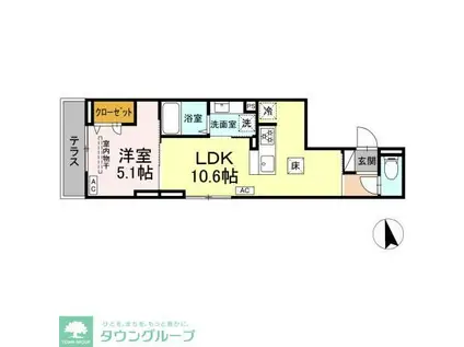 D PAINA大丸(1LDK/1階)の間取り写真