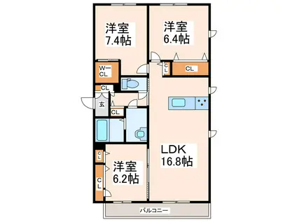 ベルデガゾン(3LDK/3階)の間取り写真