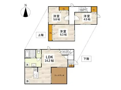 フォレストヴィラ中屋敷(3LDK/1階)の間取り写真