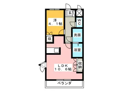リバティーコート(1LDK/1階)の間取り写真