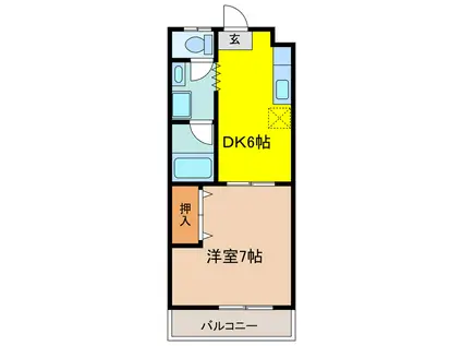 クレストタウン(1DK/3階)の間取り写真