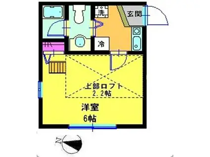 ハーベスト(1K/2階)の間取り写真