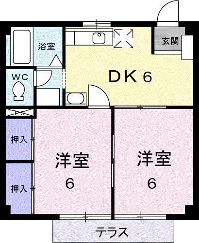 ニューシティー本間(2DK/1階)の間取り写真