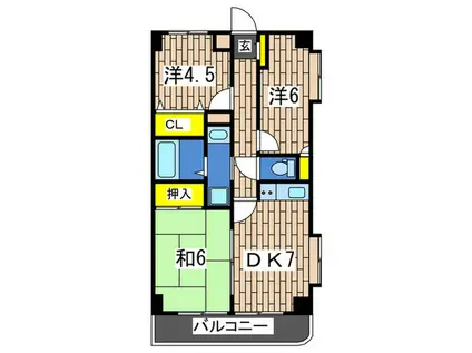 プラージュ戸塚(3DK/3階)の間取り写真
